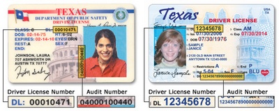 texas drivers license audit number location
