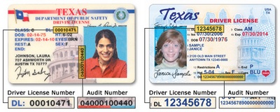 does your texas drivers license audit number change